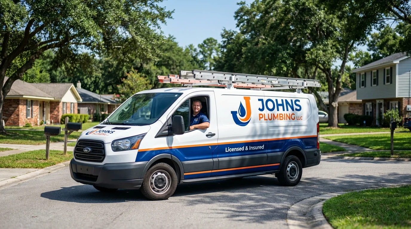 Johns Plumbing LLC service van in Fort Madison, IA